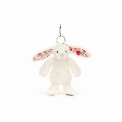 Jellycat Blossom Cream Bunny 'Berry' Bag Charm USA | 05986QFBX